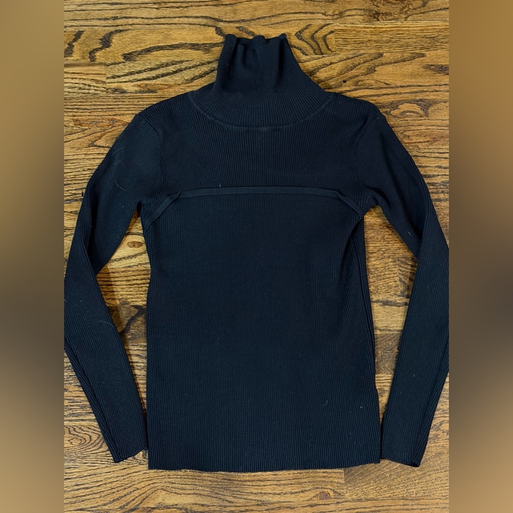 Black Fitted Turtleneck Sweater Sleek Slim Fit Long Sleeve Knit Top | Essential